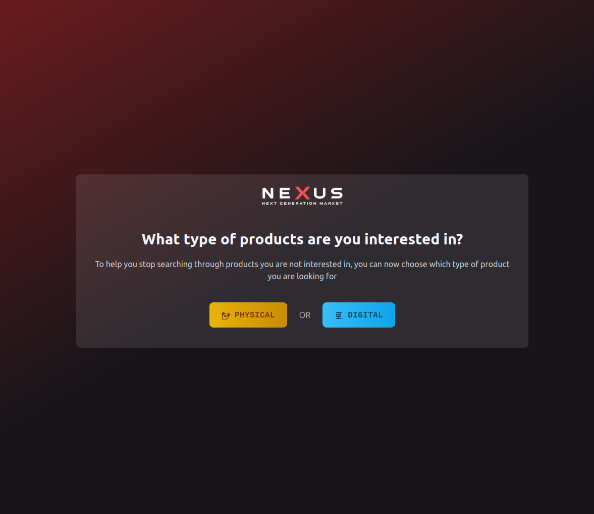 NEXUS Market Product Categories