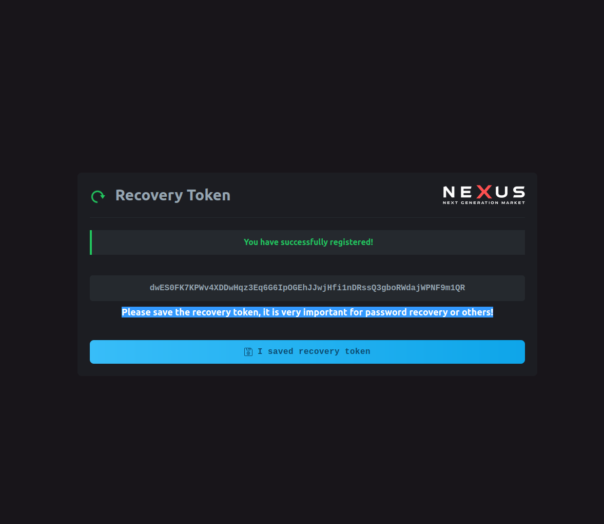 NEXUS Market Recovery Token